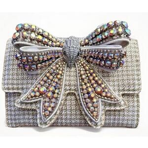 KURT GEIGER LONDON SHOREDITCH BOW WALLET - BEIGE COMB NWT